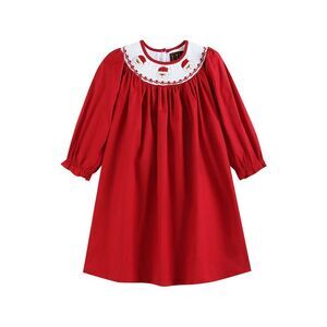 Lil Cactus Girls  Smocked Bishop Dress, Red